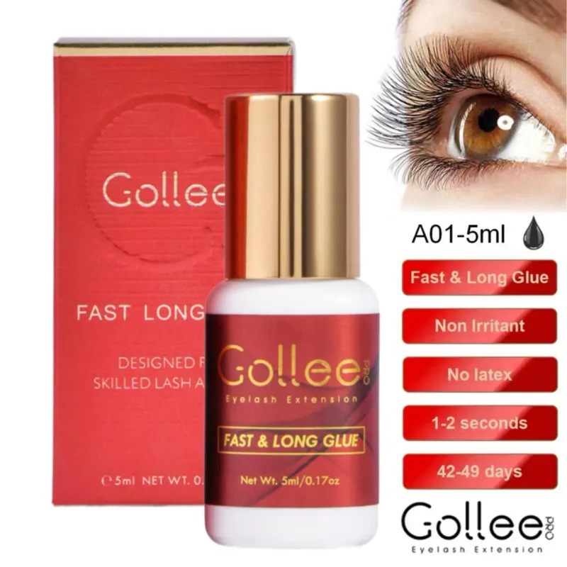 Gollee Fast Drying Eyelash Glue 0.5S 1S 2S 3S Unscented Lash Glue Low Ood Lashes Extension Adhesive for Professional Supplie