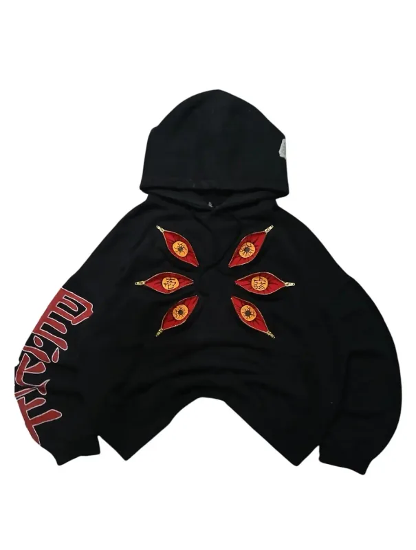 Punk seis olhos kokushibo multi zíper hoodies design legal moletom y2k streetwear oversized casual moda casais anime moletom com capuz — image 1