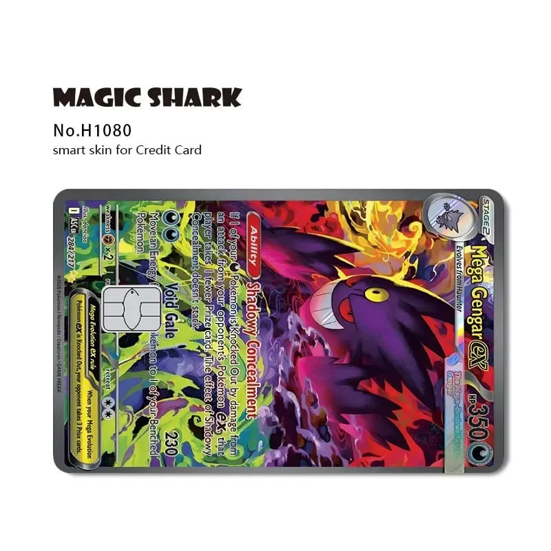 Magic Shark Mew Charizard EX Eevee Gengar Pikachu TCG כרטיס הולוגרפי לייזר מדבקה לסרטי עור לכרטיס אשראי בנקאי — image 18