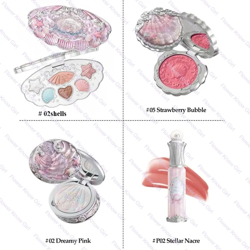 Makeup Flower Knows Shell's Jewel Mermaid Glow Set Eyeshadow Palette Blush Lip Gloss Τσάντα μακιγιάζ Matte Glow Shimmer Primer Kit — image 6
