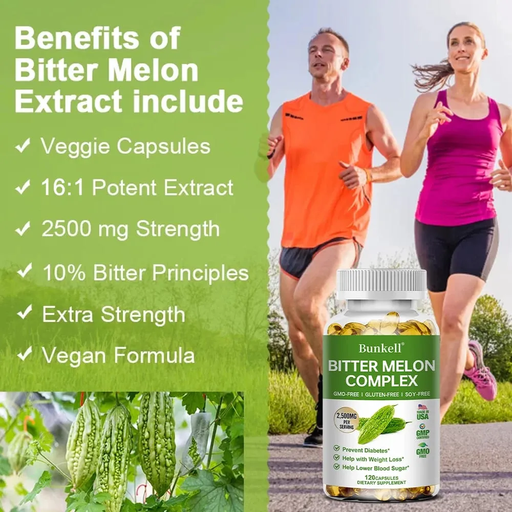 Organic Bitter Melon Extract Capsules - Supports Weight Management and Blood Sugar Balance Detoxification Skin Beauty