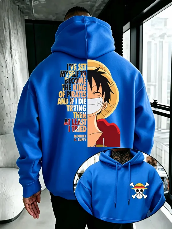 One Piece Anime Hoodie Monkey D Luffy Quote Print Streetwear Unisex Herr Dam Oversized Casual Sweatshirts Långärmade — image 9