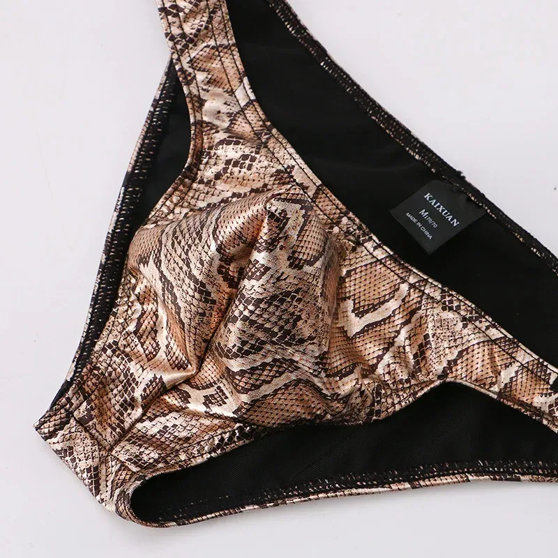 Mens Snake Skin Patterned Briefs with Sexy Bulge Pouch Bikini Underwear Comfortable Underpants by WANGJIANG Brand — image 4