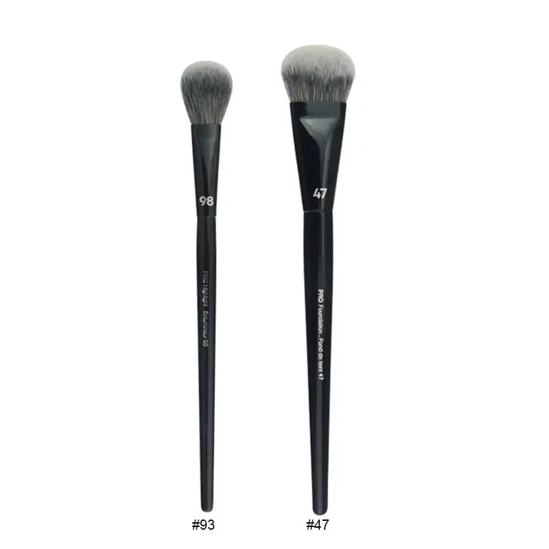 2 pièces/ensemble pinceaux de maquillage noirs Pro poudre de cheveux synthétiques ombre à paupières tache point culminant fond de teint aérographe diffuseur pinceau de maquillage — image 21