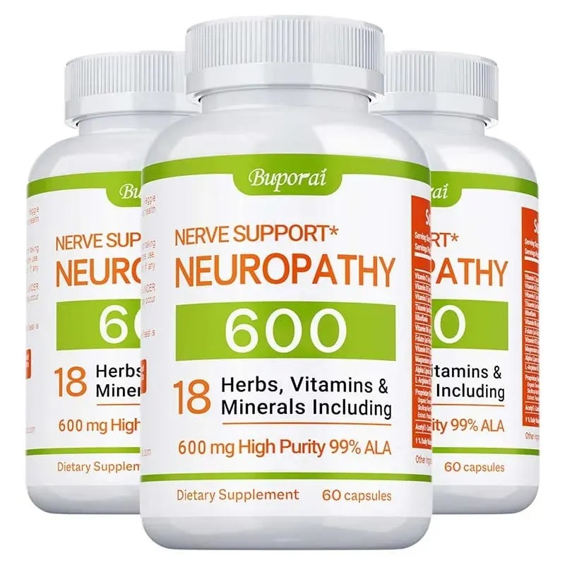 Neuropathy Support Supplement 600mg - Antioxidant Reduces Stress Promotes Nerve Health Cellular Energy Metabolism Non-GMO