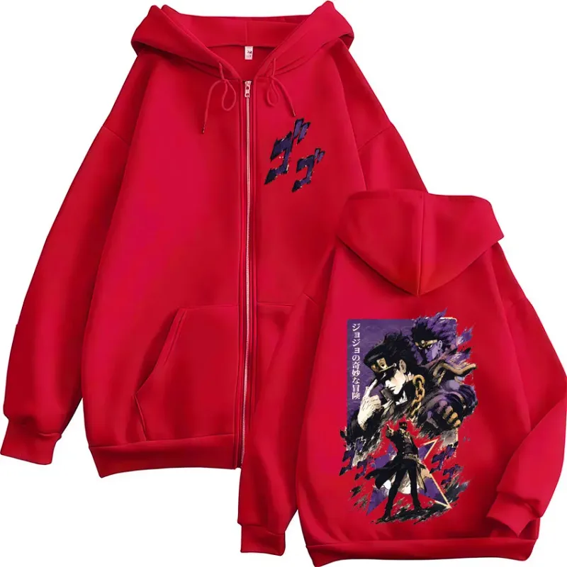Anime JoJo Bizarre Adventure Kujo Jotaro Zipper Hoodies Men Women Clothing Fashion Casual Zip Up Hooded Sweatshirts Jackets Coat — image 9