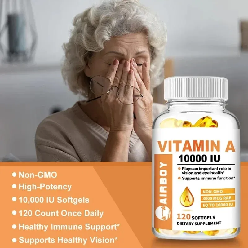 A-vitamin 10000 NE – Támogatja az egészséges látást és az immunrendszer egészségét – GMO-mentes, gluténmentes étrend-kiegészítők — image 4
