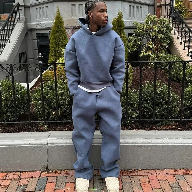 Male Autumn New 2 Piece Set Casual Solid Couple's Hooded Sweatshirt Loose Sweatpants Jogging Sweatshirt Pantalon Outfits Suits — image 6