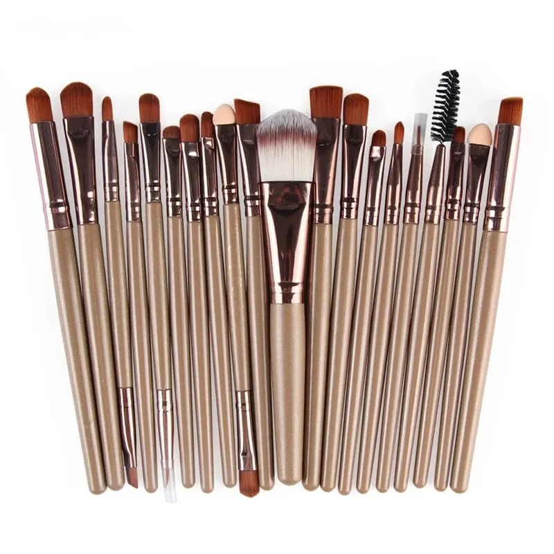 Σετ πινέλων μακιγιάζ 20 τμχ Σετ βουρτσών σκιών ματιών Βούρτσα βάσης Εργαλεία ομορφιάς Μαλακές τεχνητές ίνες Πλήρες σετ πινέλο μακιγιάζ — image 16