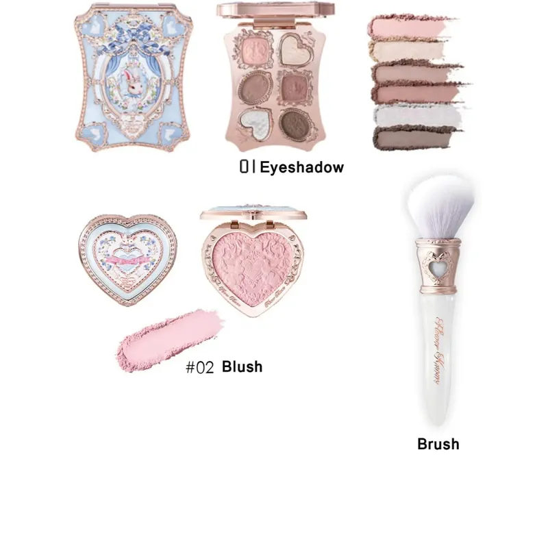 Flower Knows Moonlight Mermaid Series Glitter Eyeshadow Palette High Pigment Shell Κοσμήματα Blush Σετ πινέλου μακιγιάζ Ματ φινίρισμα — image 7