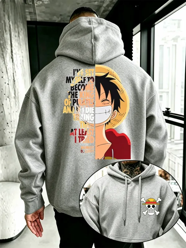 One Piece Anime Hoodie Monkey D Luffy Quote Print Streetwear Unisex Herr Dam Oversized Casual Sweatshirts Långärmade — image 5