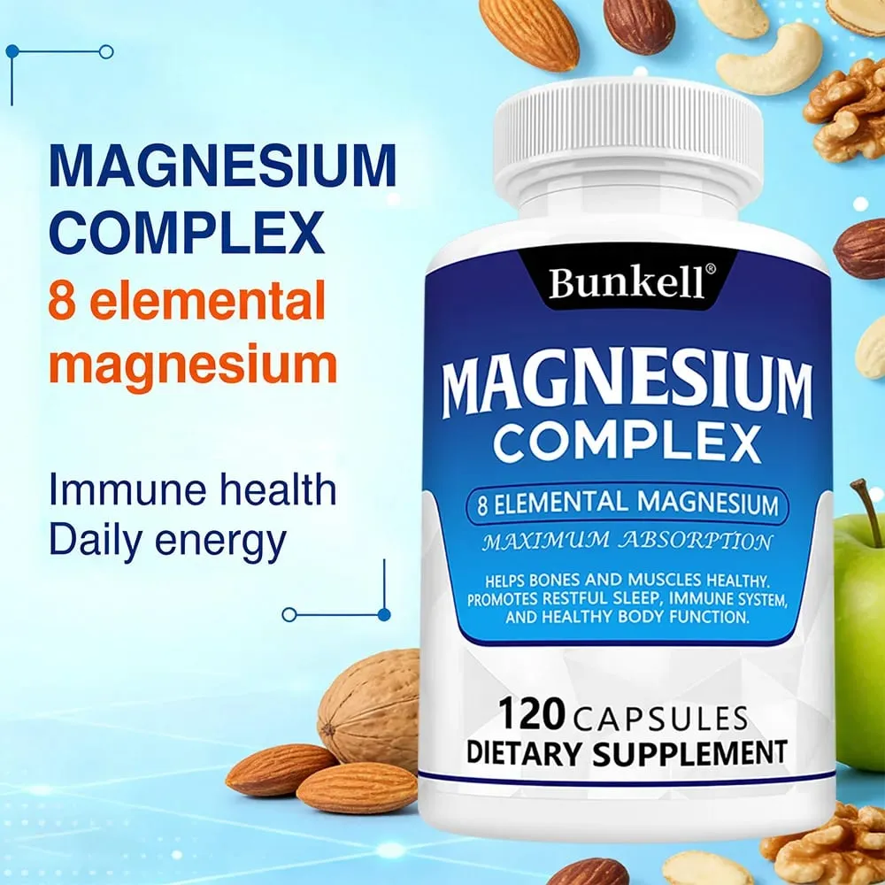 Magnesium Complex 120 kapszula – Csontizmok és szív egészségének kiegészítője, alvástámogató izomlazítás, stressz és szorongás enyhítése — image 3