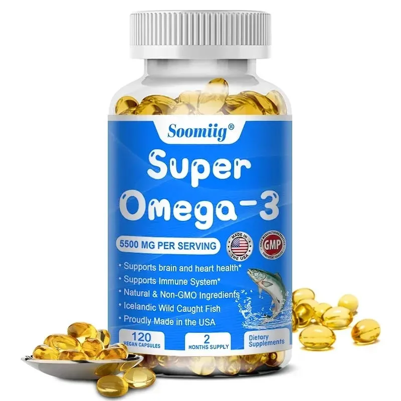 Triple Potency Capsules Omega-3 Fish Oil + DHA + EPA-Supports Joint Brain and Eye Health Enhances Immune Function Antioxidant