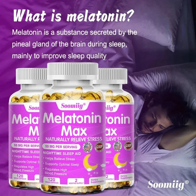 Melatonin - Dietary Supplement To Improve Nighttime Sleep Quality and Improve Insomnia Reduce Waking Time Boost Immunity — image 3