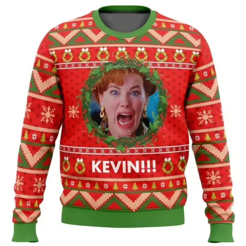 Pull de noël pour hommes et femmes, seul à la maison, moche, col rond, manches longues, vêtements de noël, imprimé drôle en 3D, offre spéciale — image 6