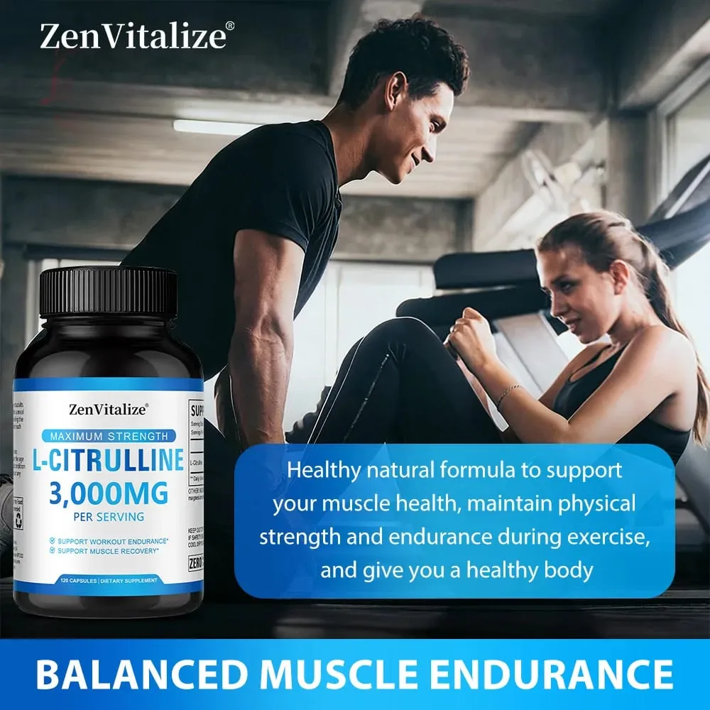 L Citrulline 3000 mg étrend-kiegészítő kapszula férfiaknak és nőknek - Izom-helyreállítás és edzés állóképesség - Vegán, nem GMO — image 6