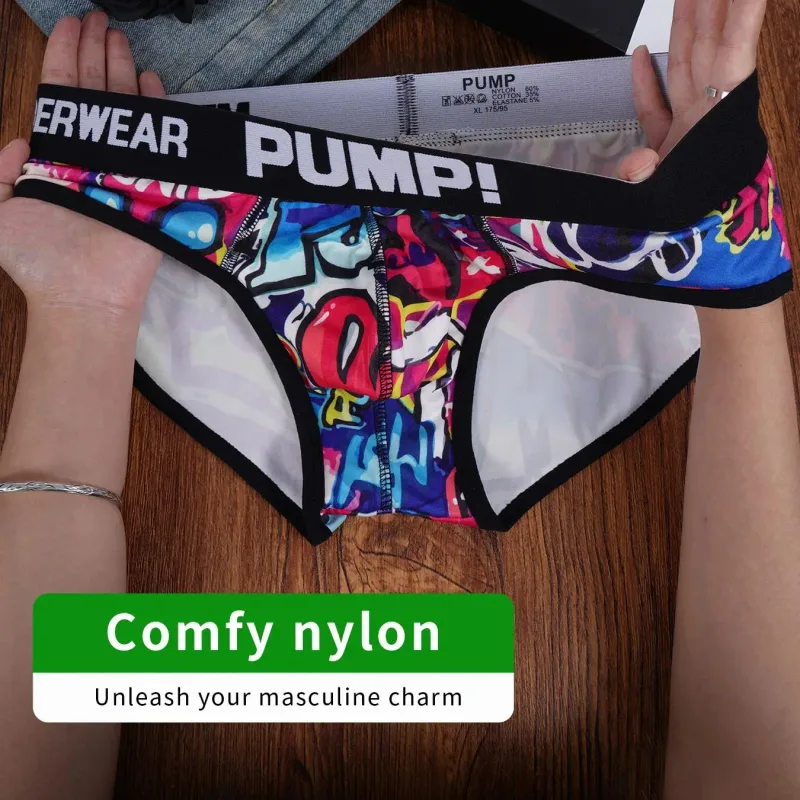 Men’s Graffiti Print Triangle Underwear Elastic Waistband Ice Silk Breathable Underwear 3256811822635074 — image 10