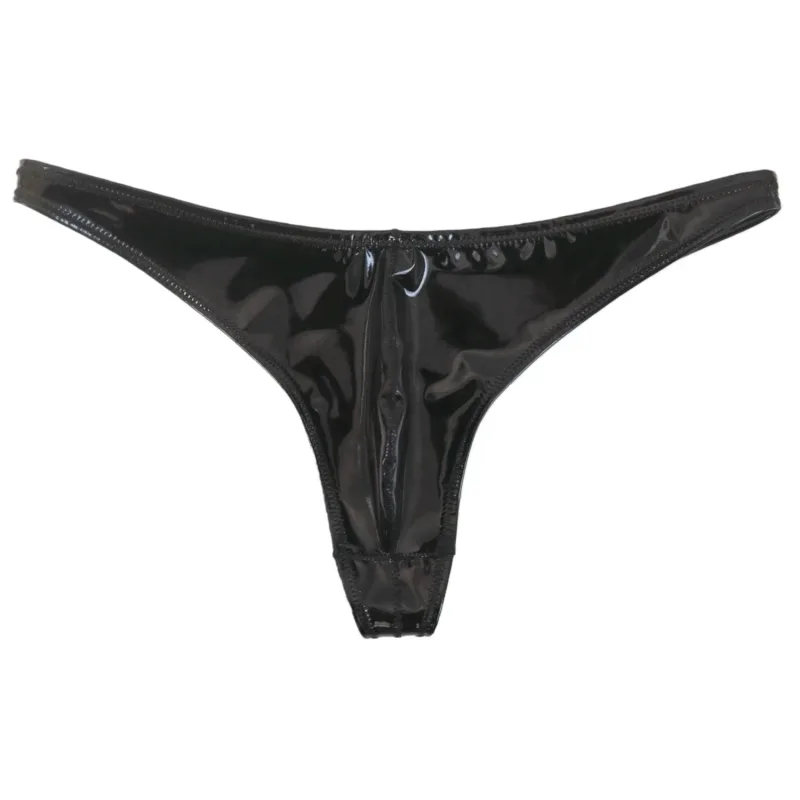 Mga Sexy Men Plus Size Latex PVC Makintab na Mainit na Maiksing Matambok U Pouch G-string Fashion Underwear Tights Lingeries PU Stage Briefs