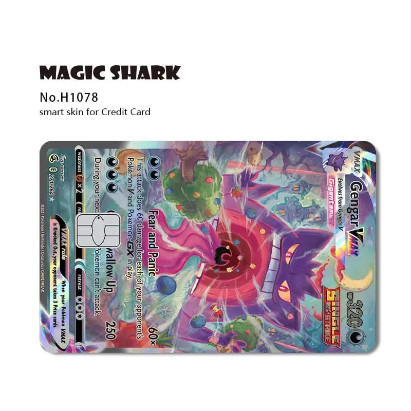 Magic Shark Mew Charizard EX Eevee Gengar Pikachu TCG כרטיס הולוגרפי לייזר מדבקה לסרטי עור לכרטיס אשראי בנקאי — image 16