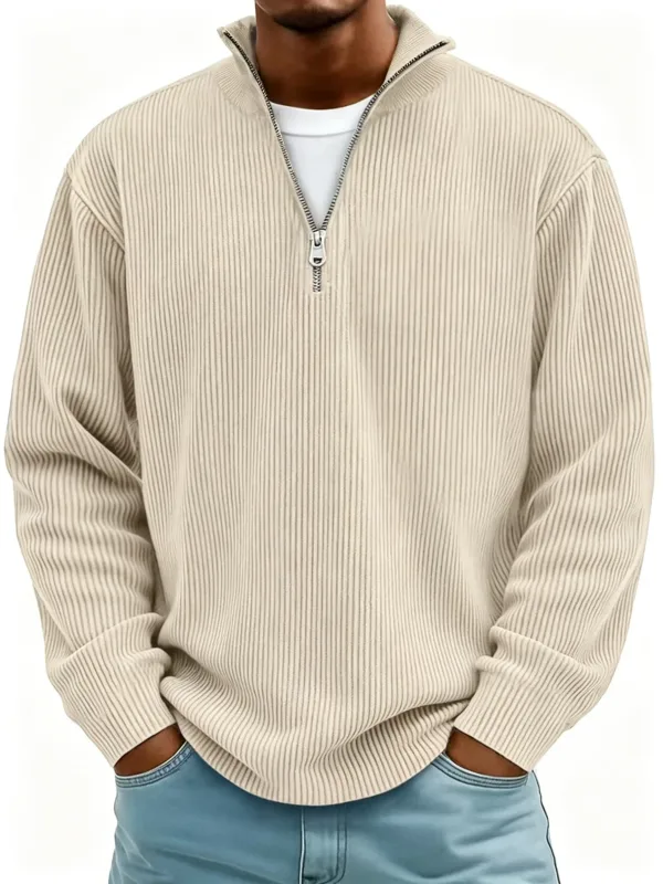 Outono inverno masculino gola zip-up moletom solto manga longa casual diário ao ar livre moda na moda casacos masculinos — image 11