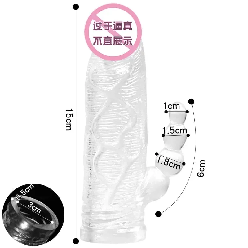 Realistic Dildo Extension Reusable Condom Penis Sleeve Male Enlargement Time Delay Cover Adult Sex Toys for Men Erotci Products — image 6