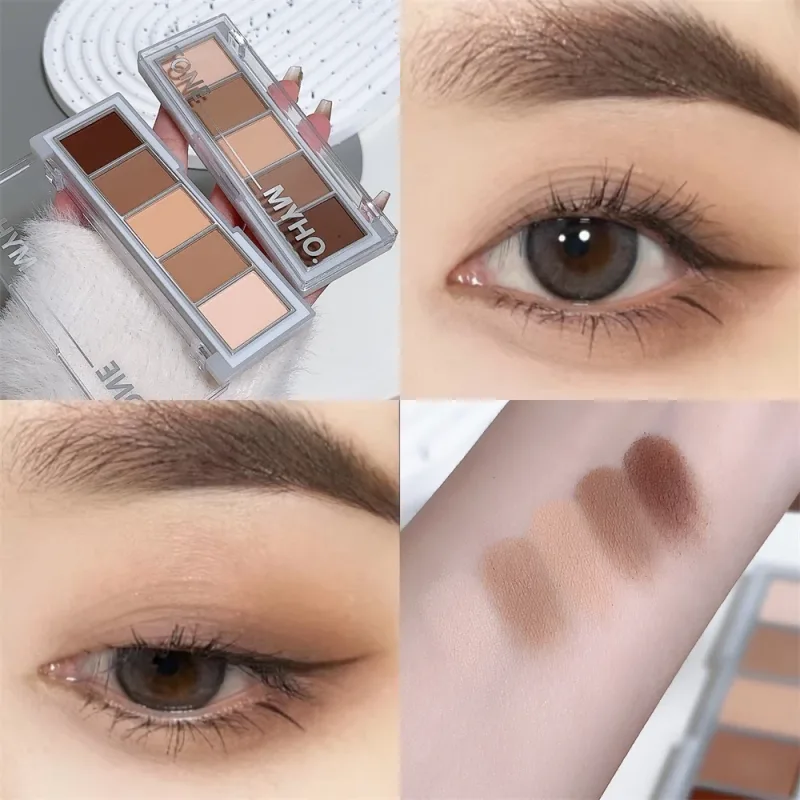 5-color Eyeshadow Palette Matte Natural Brown Portable Bronzers Cosmetic Contouring Shadow Earth Color Eye Shadow Makeup Palette — image 8