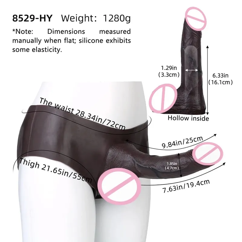 Ultra Realistic Hollow Dildo Panties Silicone Briefs Strapon Penis Extend Sleeve Pants Sex Toys For Men Dick Enlargement