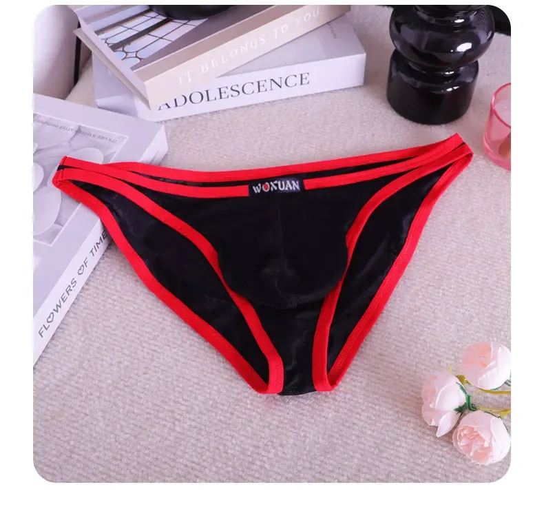 3PCS Lace Convex Briefs Men's Briefs Transparent Sexy Low Waist Mesh Quick-drying Solid Color Breathable Men Underwear — image 5