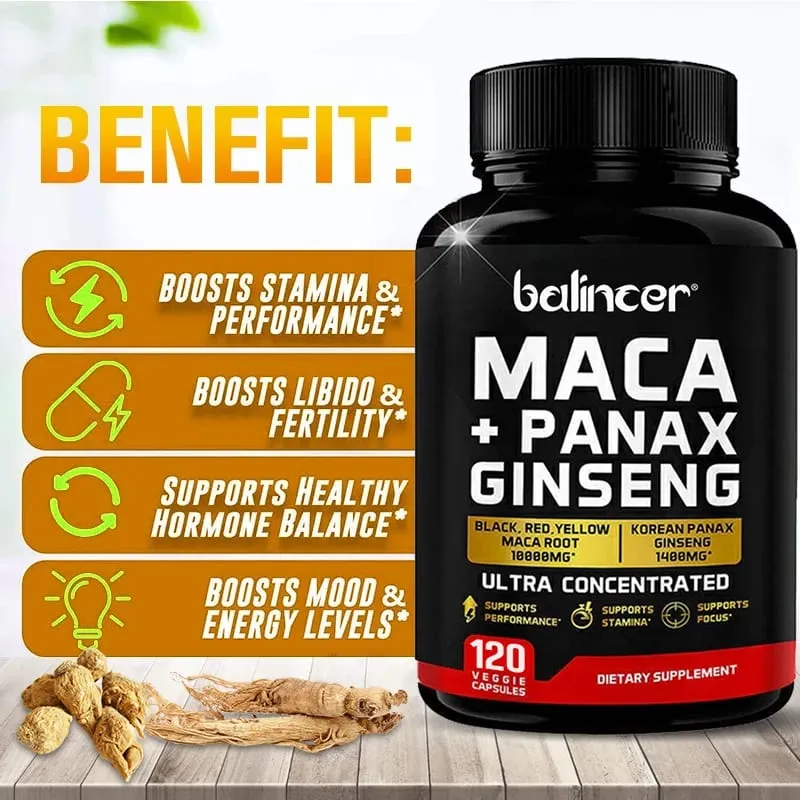 Maca és ginzeng kapszula 10000mg (sárga+piros+fekete) kivonat Erő állóképesség izomtömeg energia és izomtámogatás — image 5