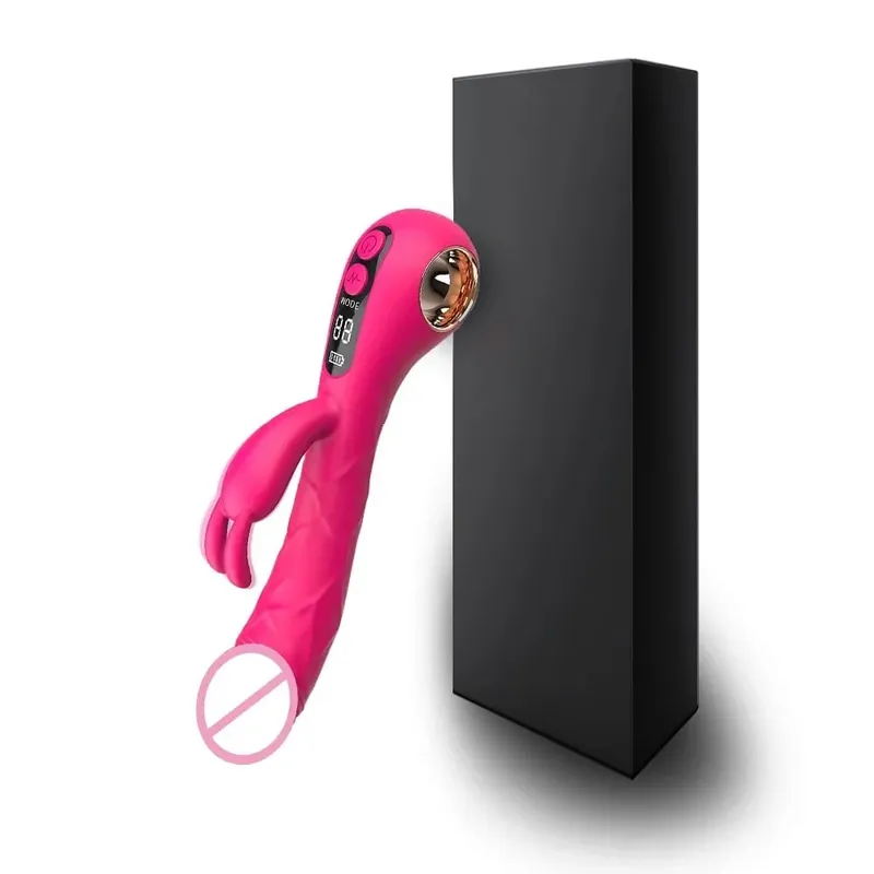 נקבה תצוגת LCD ארנב אוזן רטט דגדגן פטמת Gspot להקניט דילדו ממריץ נרתיק אוננות צעצועי מין לנשים זוג