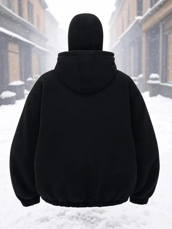 Hip Hop Face Cover Moletom Unissex Solto Preto Zip Up Moletom Design Impresso com Bandeira da Águia — image 5