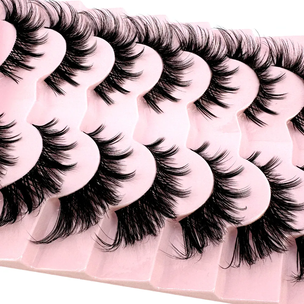 7/8PairsCat Eye Eyelashes manga Lashes 3D Clear Band Lashes naturalHalf Lashes End Eye Eyelonged Mink Eyelashes Αφράτες βλεφαρίδες — image 2