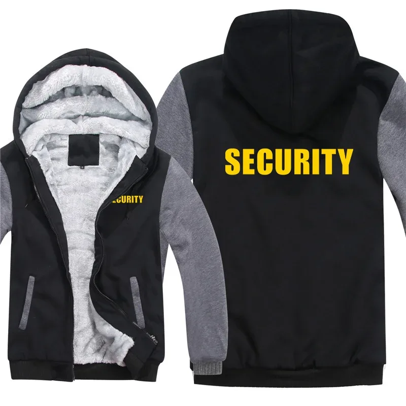 Security Hoodies Men Cool Winter Thicken Wool Liner Security Professional Work Clothes Sweatshirts Pullover Jacket