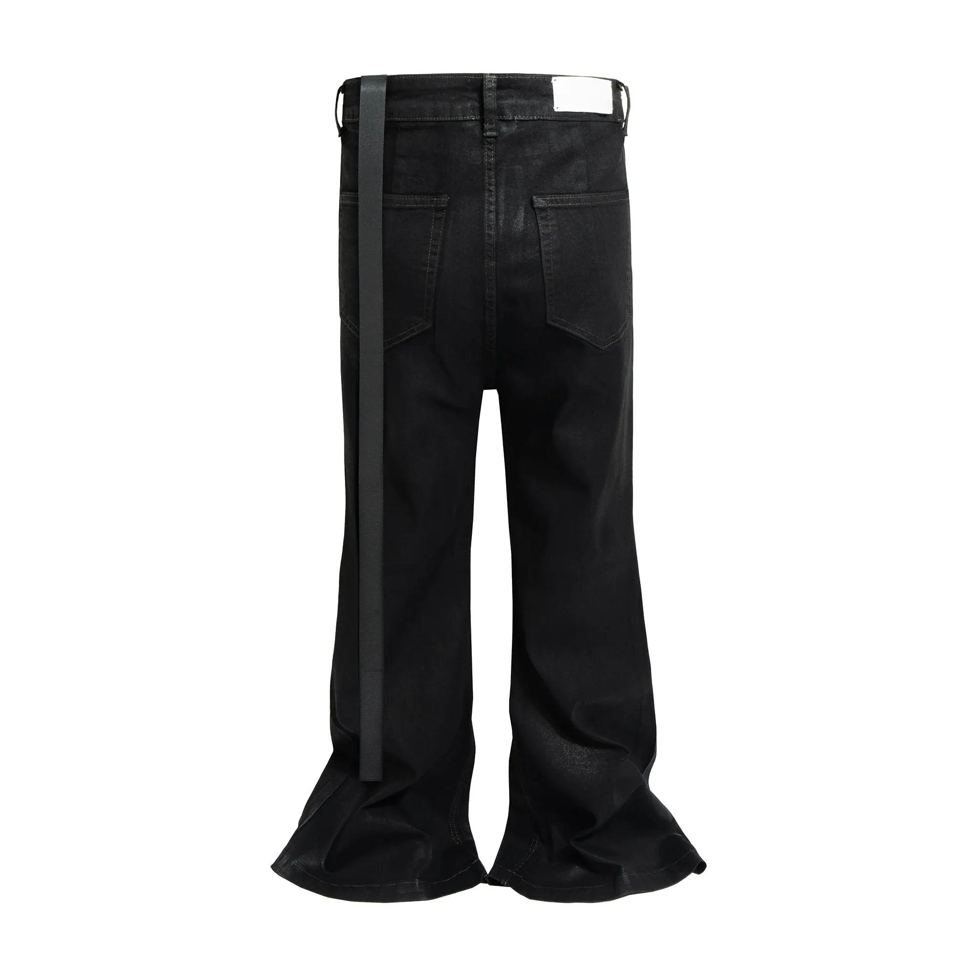 ציפוי בטיק וינטג' שחור Slim Fit Flare ג'ינס גמישות סרט מתיחה Y2k Streetwear קז'ואל סקיני בל תחתון ג'ינס — image 4