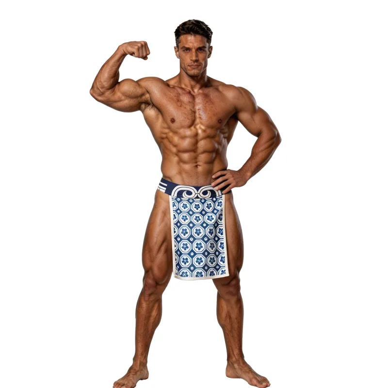 Male Mens Japanese Sumo Loincloth Briefs Traditional Printed Pattern Fundoshi Style Underwear Panties for Performance Nightclub — image 3