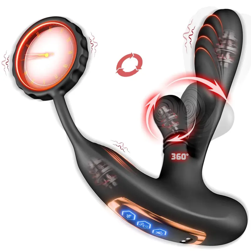 360°-os körkörös gyúró anális vibrátor férfi prosztata masszírozó kakasgyűrűvel 3 az 1-ben L-alakú vibrátoros felnőtt anális szexjáték melegeknek