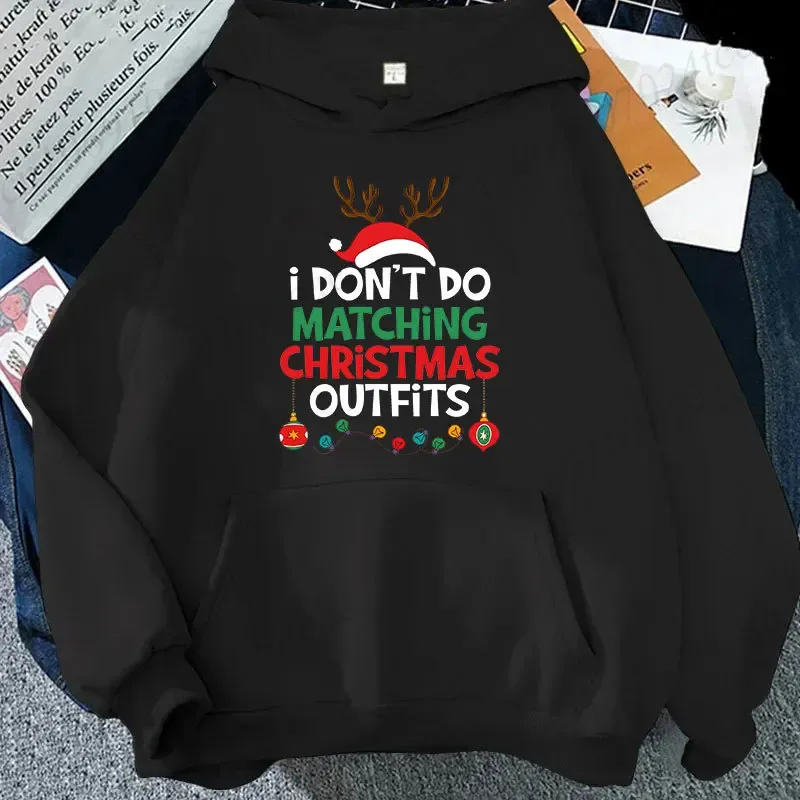 Par julmatchande huvtröjor Set I Don't Do Matchande juldräkter Tryck Sweatshirts Jul Familjefest Matchande toppar — image 4