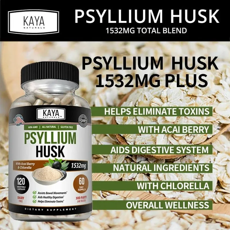 Psyllium Husk Capsules - 1532 Mg - Enriched with Ginger Root and Aloe Vera To Support Bowel Digestive and Detoxification Health — image 7