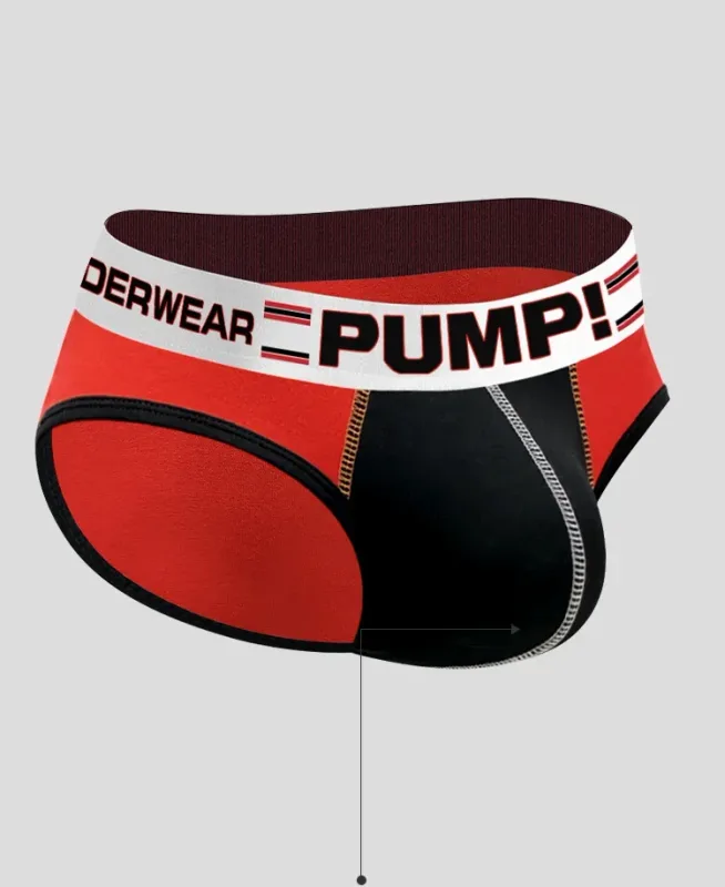 Panlalaking Cotton Color Block Brief, Pump! Logo Wide Waistband Low Rise Sexy 3D Convex Pouch Underwear 3256813080433415 — image 12