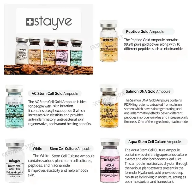 סלמון DNA/פפטיד קוריאה Stayve מקורי 8 מ"ל ערכת איפור BB Cream Glow זוהר Hyaluronic Serum Ampoule Foundation Skin Care Beauty