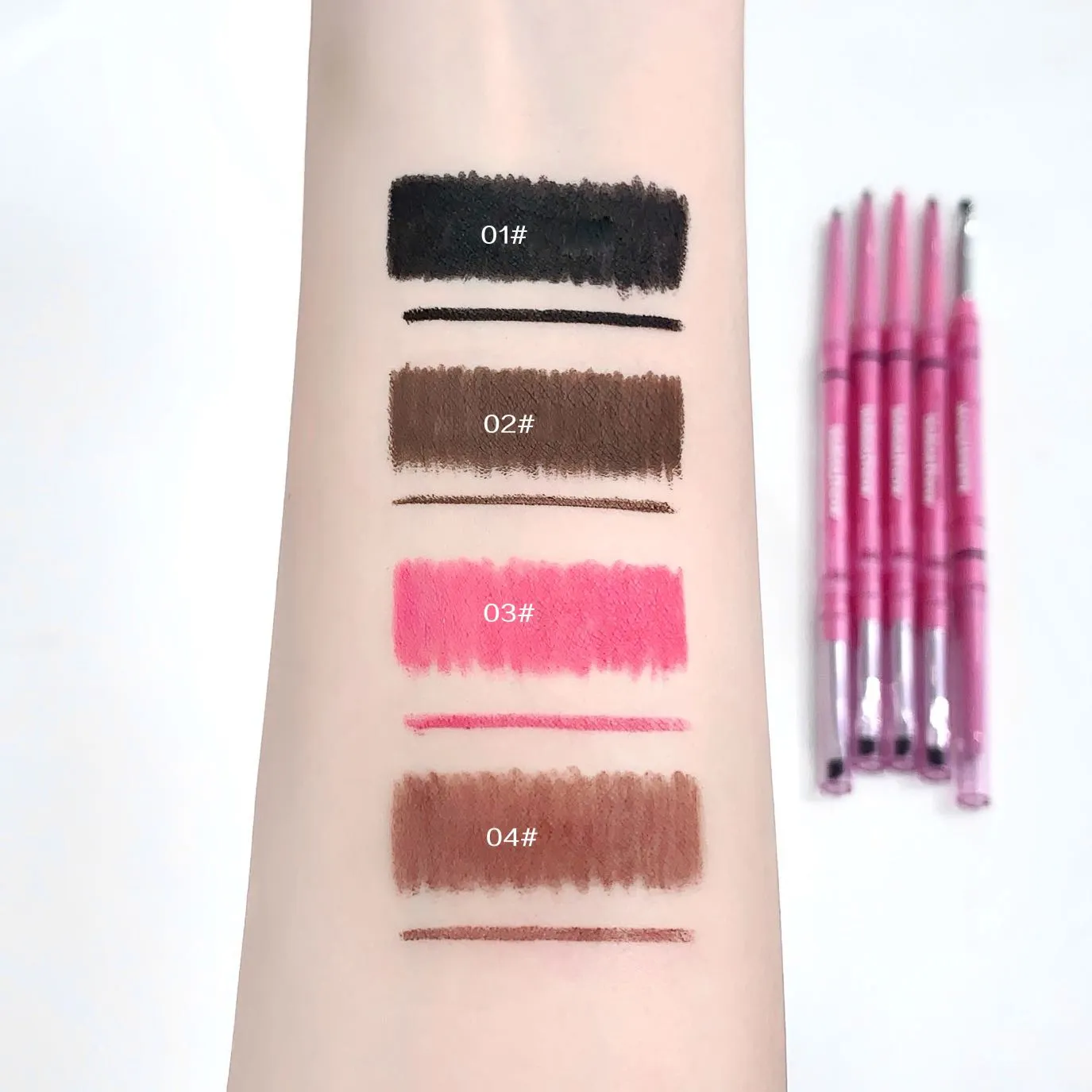 Double-headed Natural Black Eyeliner Gel with Brush Smudge-Proof Waterproof Creamy Smooth Rose Pink for Brows & Under Eye Makeup — image 7