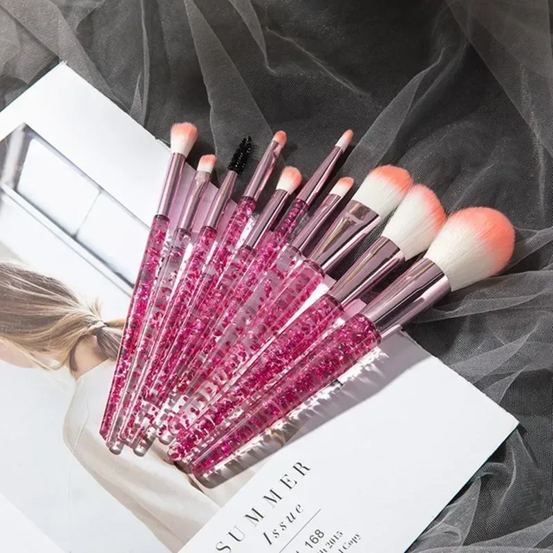 Ensemble de pinceaux de maquillage professionnels, 10 pièces, pinceaux de détail Super doux, pour Blush, fond de teint, correcteur, fard à paupières, outil de beauté pour dames