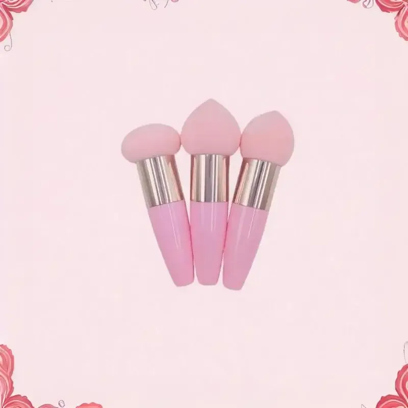 (.) 3 pièces pinceaux de maquillage tête de champignon femmes fond de teint beauté éponge bouffée de poudre avec poignée outil cosmétique de forme lisse