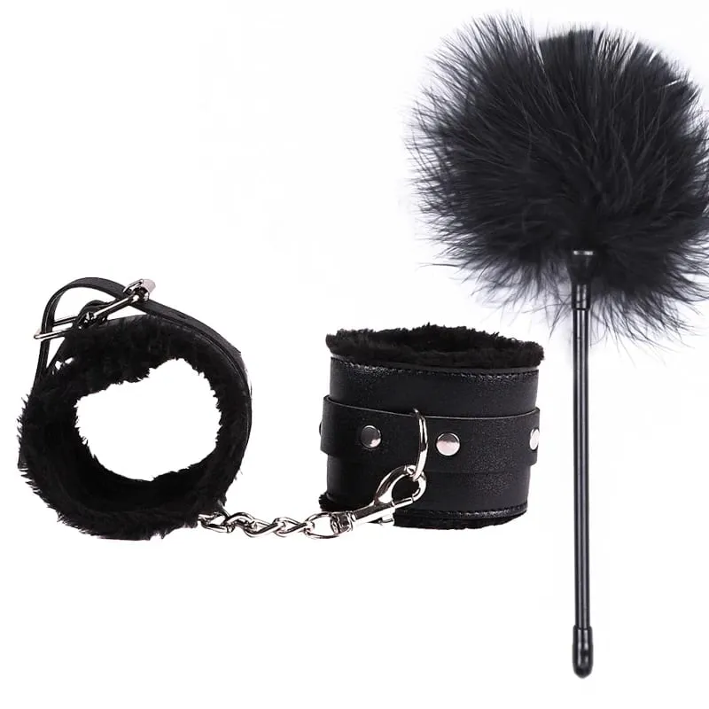 Παιχνίδια σεξ για γυναίκες Bdsm Σετ Bdsm Σέξι δερμάτινο βελούδινο σεξ παιχνιδιών Bondage Kit Χειροπέδες Φτερό με δεμένα μάτια Φετίχ φλερτ Προϊόντα για ενήλικες