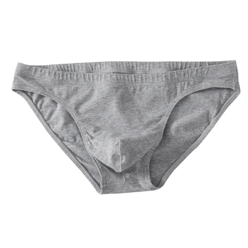 Skin Friendly Mens Cotton Underwear Briefs Breathable Low Waist U-Convex Pouch Underpants Simple Grey Black — image 16