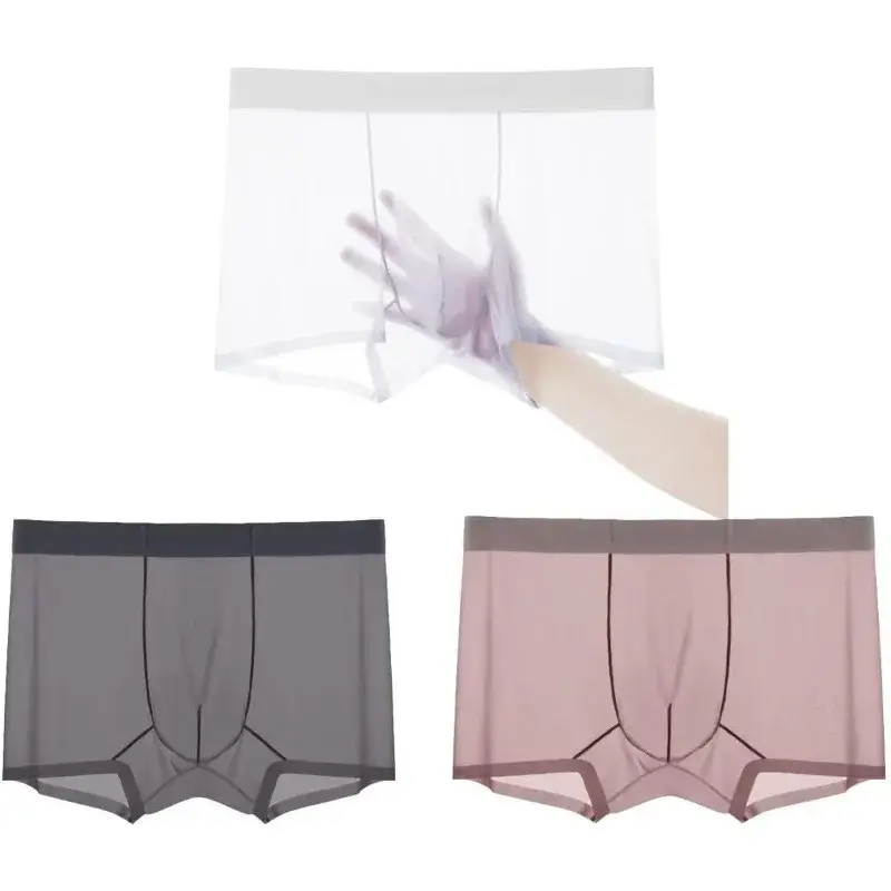 Men's Transparent Boxer Briefs Lightweight Elastic Mid-Waist U-Convex Seamless Thin Perspective Shorts for Comfortable Fit — image 2