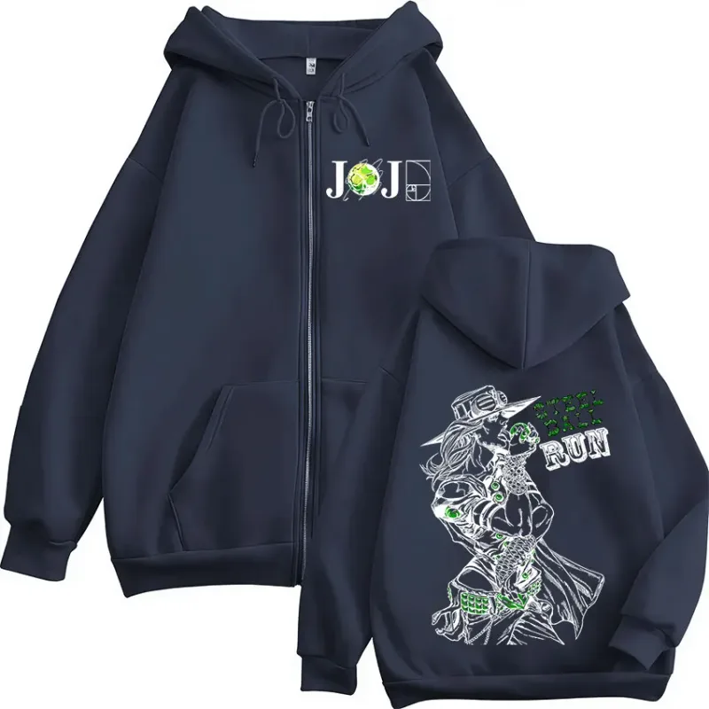 Anime Jojo Bizarre Adventure Gyro Zeppeli Steel Ball Run Zipper Hoodies Men Clothing Long Sleeves Zip Up Sweatshirts Jacket Coat — image 6