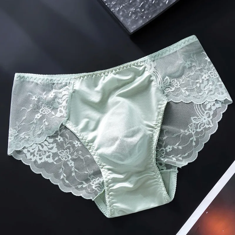 Cuecas masculinas de renda sem costura cuecas de seda gelada 3D bolsa com protuberância calcinha gay de cintura baixa — image 8
