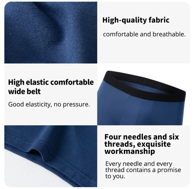 4 Pack Europe At America Size ng Men's Solid Color Sexy Boxer Underwear Antibacterial Breathable Plus Size Men's Shorts Underwear — image 4