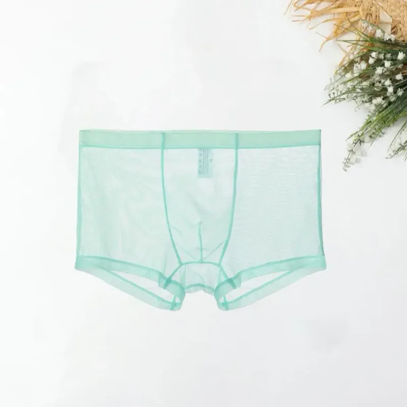 Genomskinliga boxershorts för män genomskinlig manliga kalsonger Sexiga Mesh Låg midja Is Silke Tunn Kylning Herr Trosor Herr Underkläder — image 8